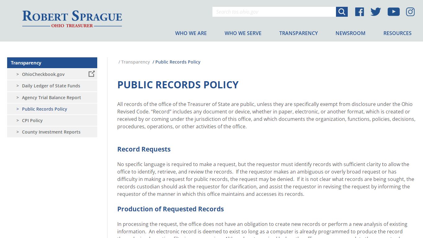 Public Records Policy - treasurer.ohio.gov